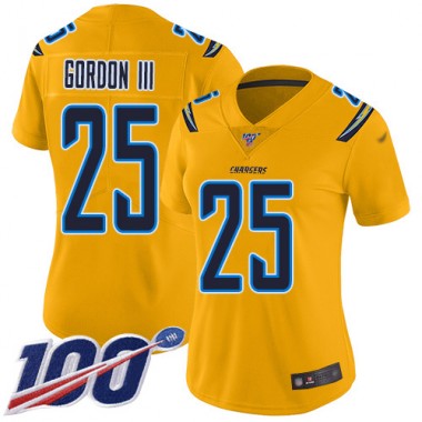 Los Angeles Chargers NFL Football Melvin Gordon Gold Jersey Women Limited #25 100th Season Inverted Legend->youth nfl jersey->Youth Jersey